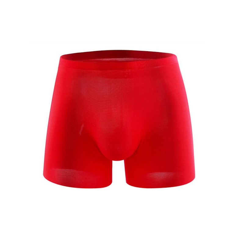 Men's Traceless Underwear Ice Silk Boxer Brief Sexy See-through Transparent  Briefs