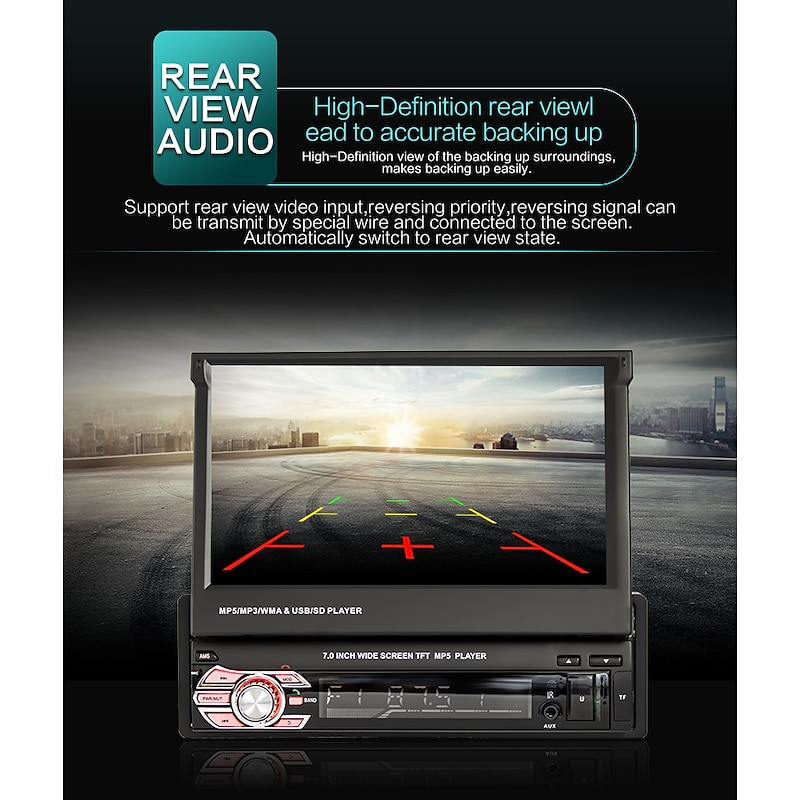 9601S 1 DIN Car Radio Tape Recorder Bluetooth Coche Autoradio 7 Inch  Retractable Screen Monitor MP5 Player FM Stereo Receiver For Universal VW  Nissan Hyundai Kia Toyota 2023 - € 104.99