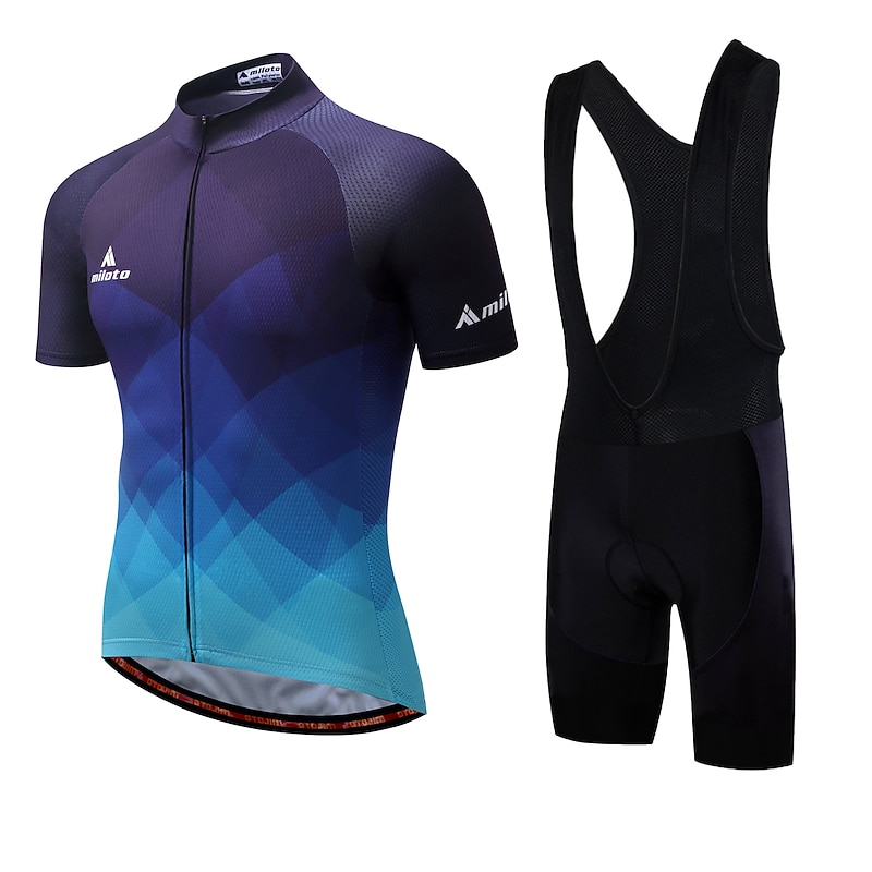 Maillot Cyclisme Homme Miloto – Manches Courtes + Pantalon à Bretelles Rembourré – Vêtements Vélo Ensemble (du S Au 5XL)