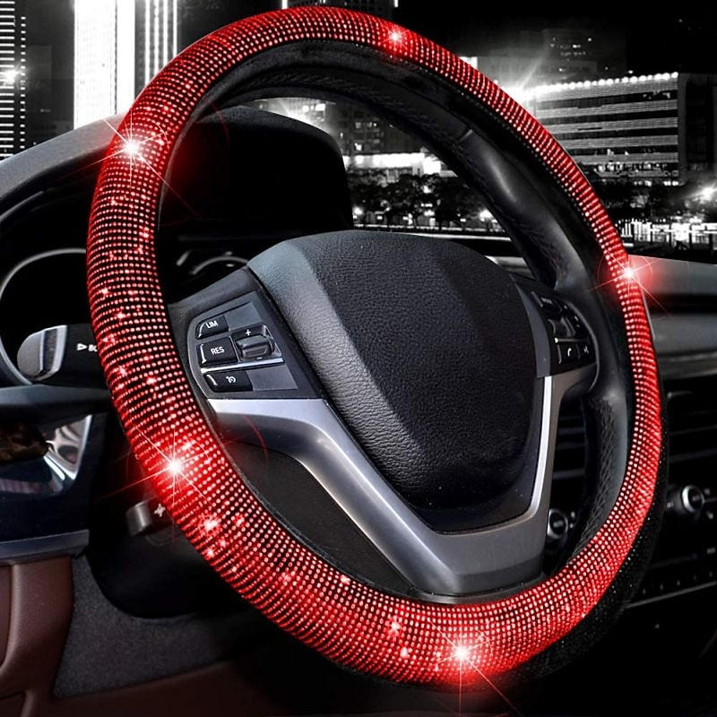 Luxury Crystal Diamond Car Steering Wheel Covers Glitter Auto Handlebar Cover Bling Rhinestone Artificial Diamond Car Steering Protection 2025 10.7