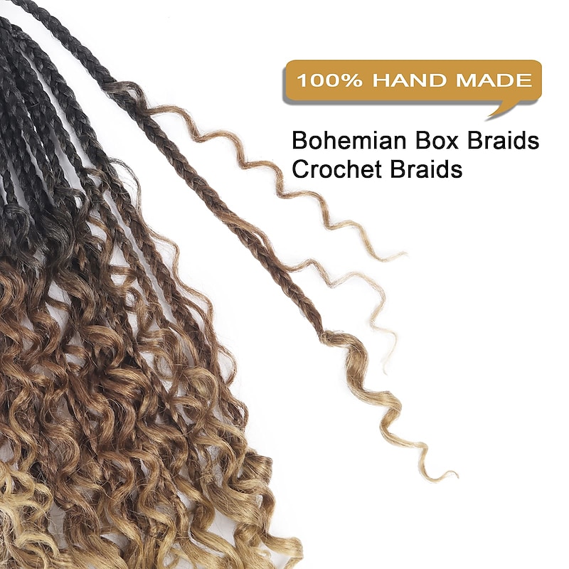 Crochet Box Braids Curly Ends 144 Strands 22 Inch Bohomian Crochet Braids  Box Braids 3X Goddess Box Braids Crochet Hair Synthetic Crochet Braids Hair  Extensions 2024 - $54.99
