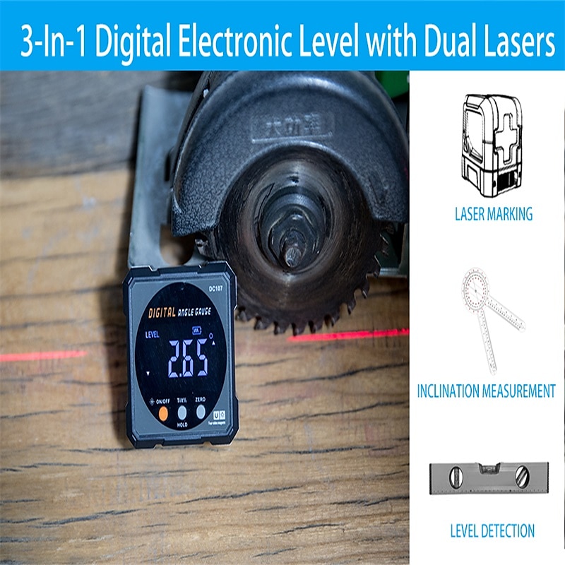 Laser digitaler Winkelmesser Neigungsmesser Laser-Niveau-Lineal USB-aufladbarer  Neigungsmesser Magnetfuß Goniometer Magnet-Neigungswerkzeuge 2024 - $28.99