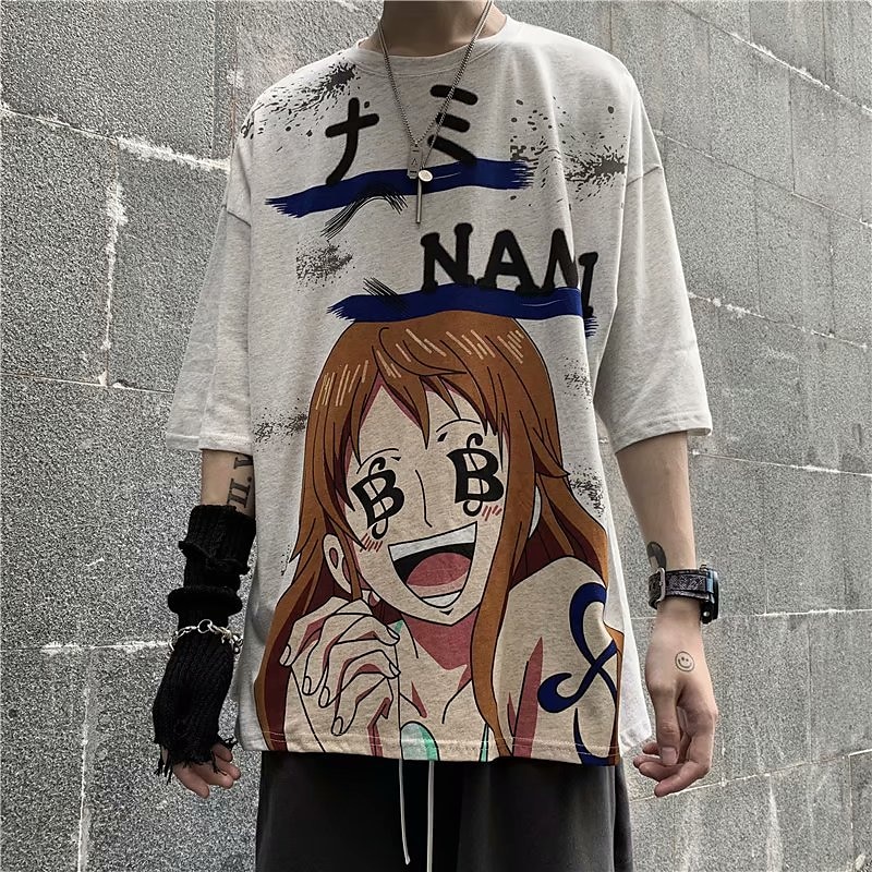 Sybnwnwm Anime One Piece Shirt Men Luffy Roronoa Zoro Chopper T-Shirt  Unisex 3D Pritneted Casual Tops Black D