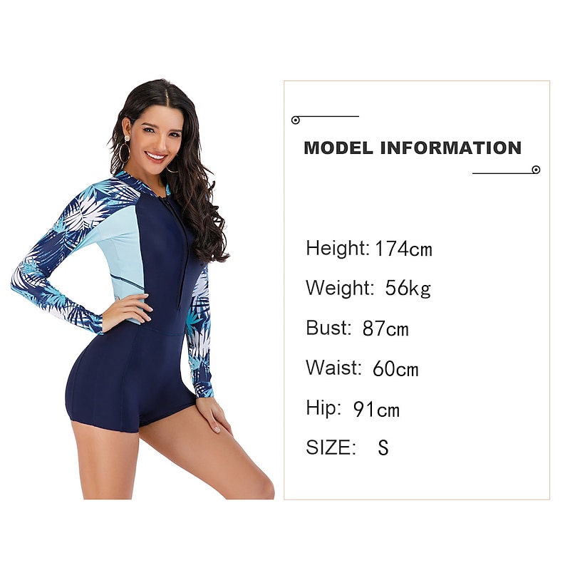 Costume Intero Donna Con Manica Lunga – Protezione UPF 50+, Rash Guard Da Surf, Taglia L (Veste Piccolo) - 3