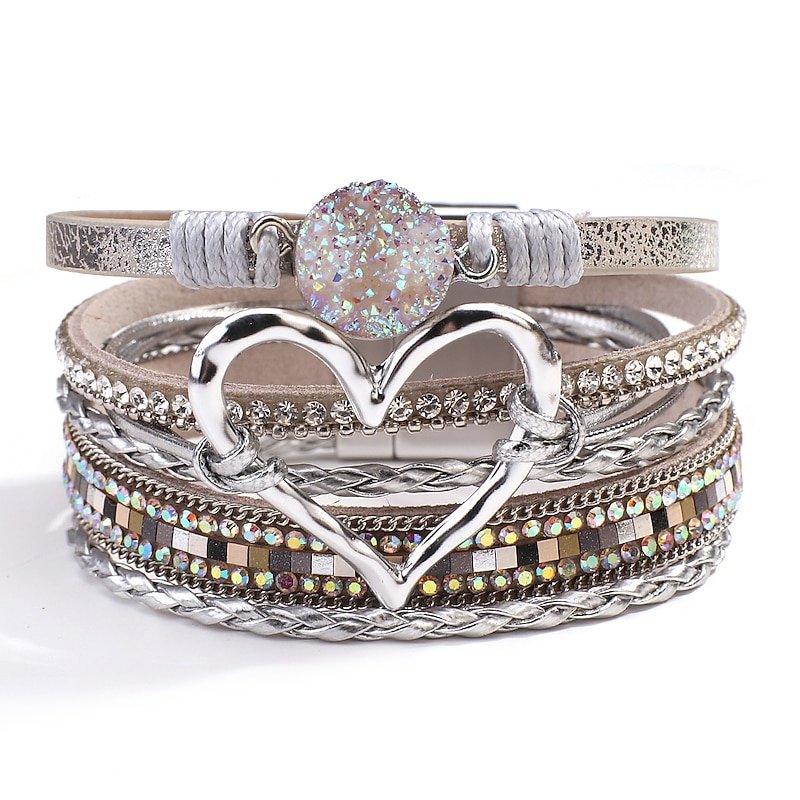 Bracciale Boho In Pelle Con Perline E Chiusura Magnetica – Bracciale Infinity Regalo Per Donna - 3