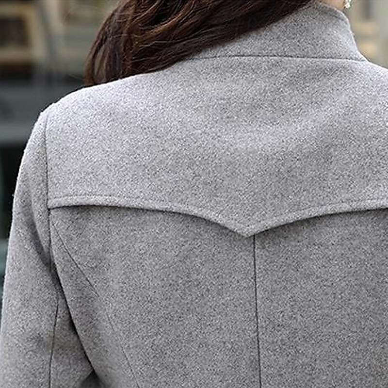 Women's Winter Coat Belted Overcoat Single Breasted Lapel Pea Coat