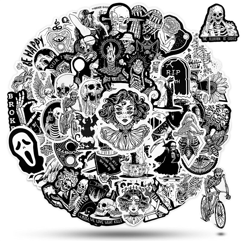thumbnail image 2 of 100 Pcs Kawaii Pastel Goth Stickers - Cute Creepy Waterproof Vinyl For Laptop & Water Bottle 2 of 13