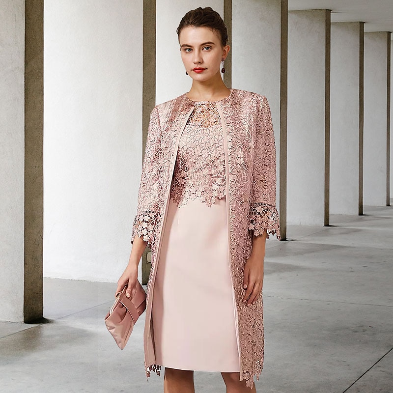 Two Piece Sheath Mother of the Bride Dress Church Elegant