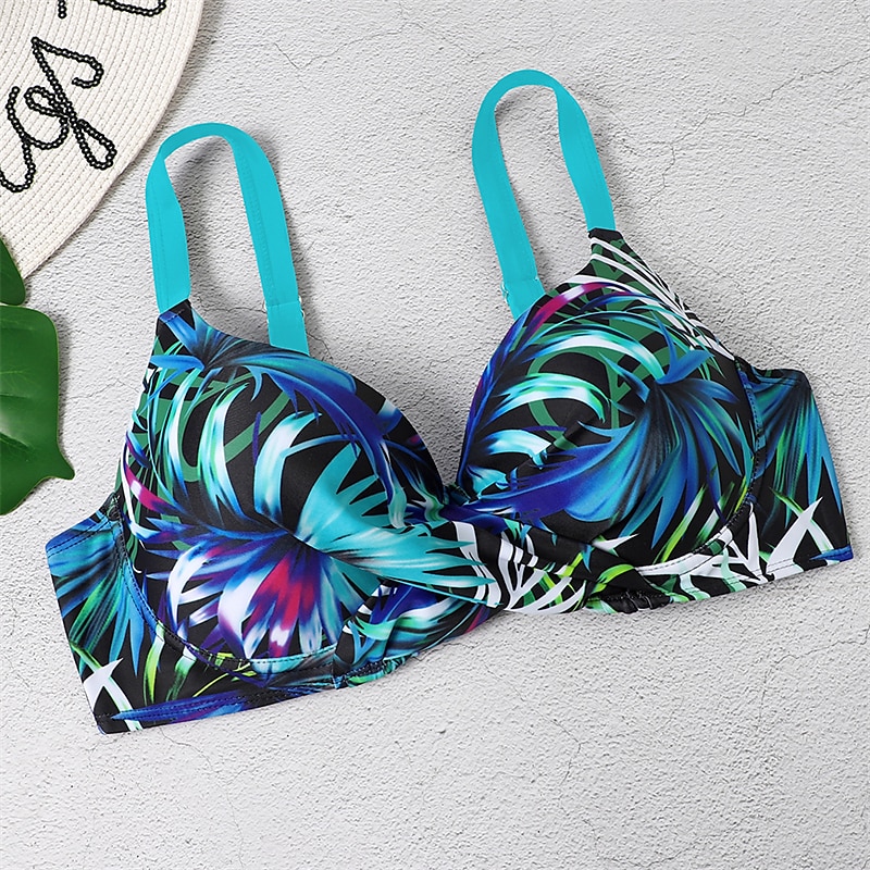 Women's Swimwear Bikini 2 Piece Normal Swimsuit Backless 2 Piece Push Up  Sexy Printing Leaf V Wire Vacation Beach Wear Bathing Suits 2024 - $25.99