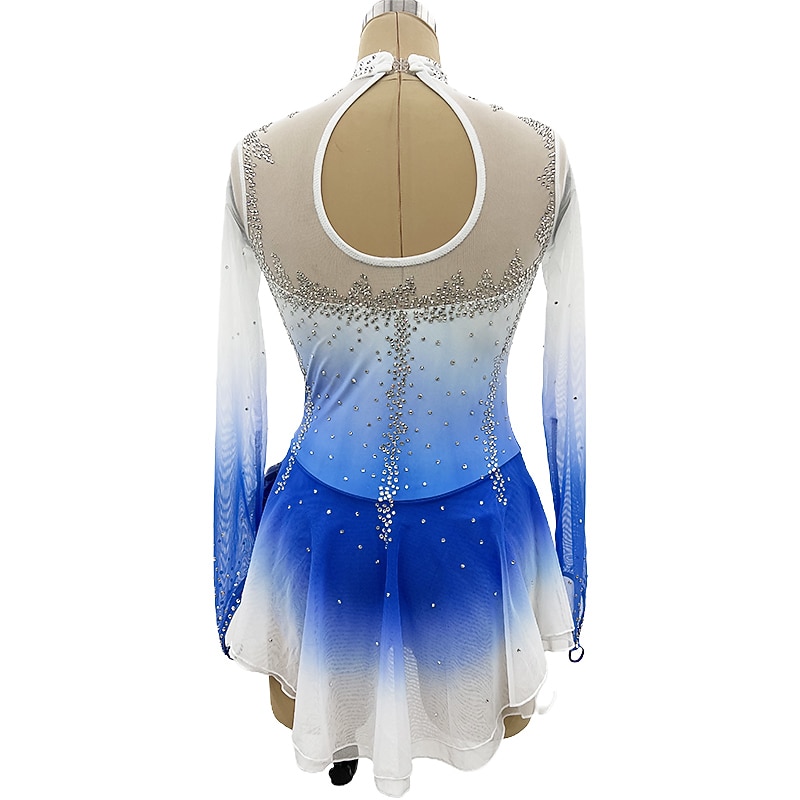 blue ombre figure skating dress Royal Blue A-Line Chiffon Halter Bridesmaid Dress Long Wedding Guest Dress