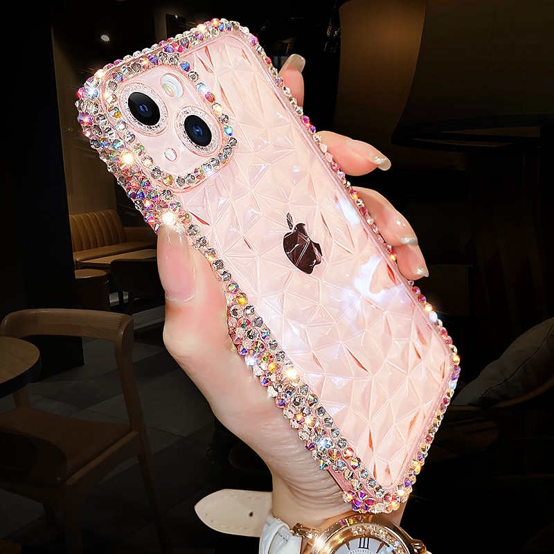 IPhone 15 Plus Hülle Mit Glitzer & Strass - Flip Case Mit Standfunktion