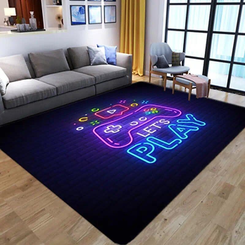 Neon Video Game Floor Mat Large Game Area Rug Gamer Carpet Game Printed Floor Mat For Living Room Mat Bedroom Mat - Temu