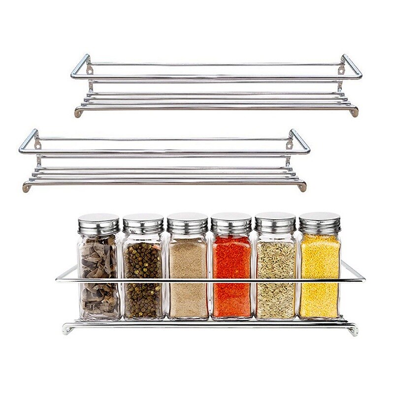 Hesroicy Wall-Mounted Spice Rack - Space-Saving, Screw or Adhesive  Installation, and Available in 2 or 4-Piece Sets - Ideal for Hanging Spice  Jars and Organizing Kitchen Supplies 