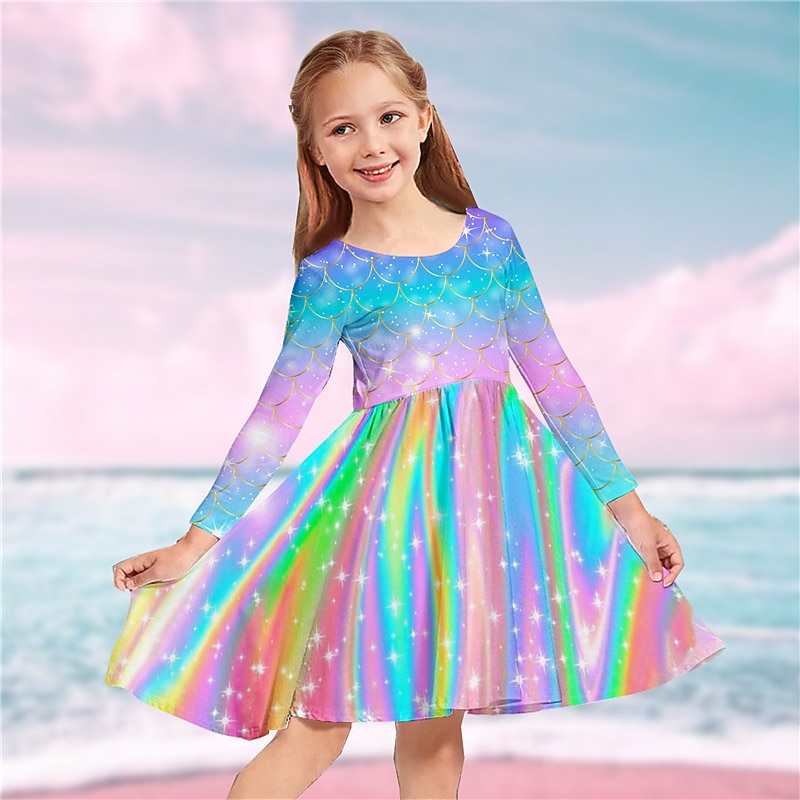 knee length dresses for ladies Girls Casual Long Sleeve Dresses main image 0
