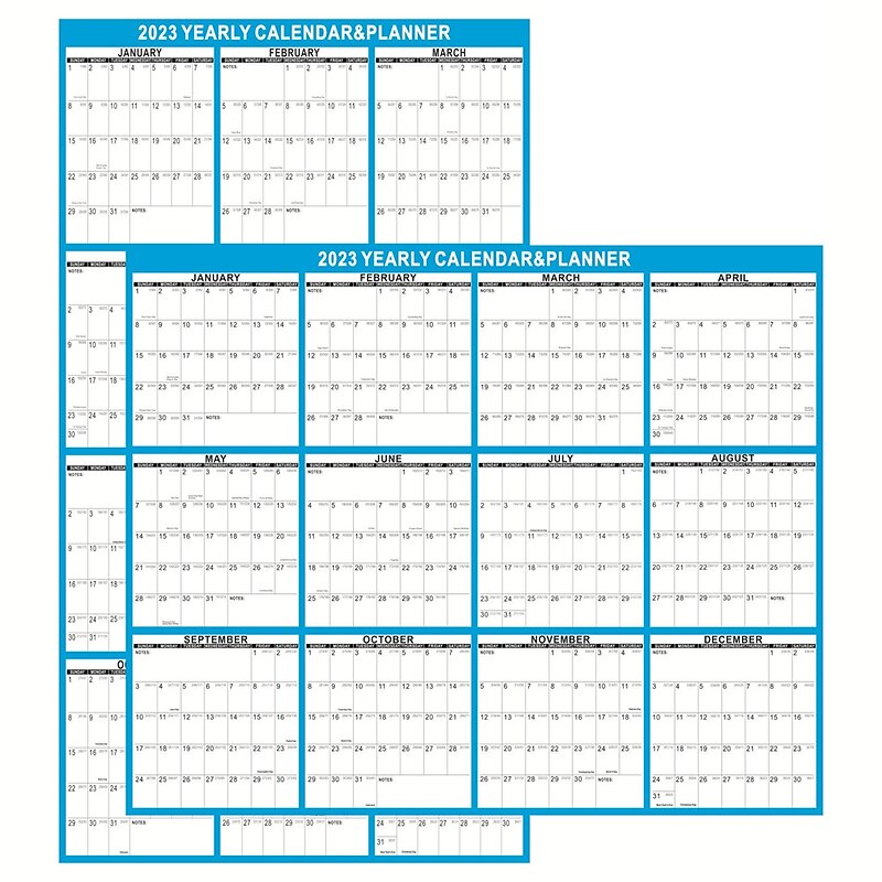 2024 Wall Calendar Planner Large 24″ x 36″ Reversible SwiftGlimpse Blue