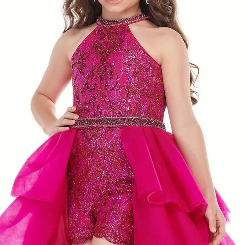 2024 One Shoulder Jumpsuit Flower Girl Dress For Pageants & Performances  Floor Length Chiffon Jumpsuit Prom Dress With Bow, Bell Flare Pants, And  Fun Fashion In Hot Pink And Purple From Uniquebridalboutique