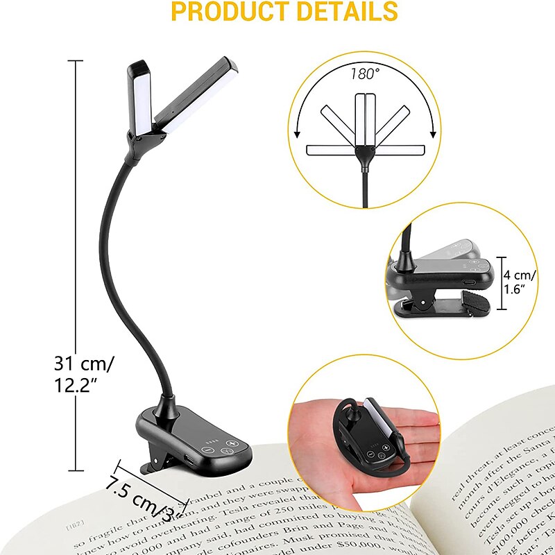 Lampada Da Parete A LED Con Porta Di Ricarica USB E Lampada Da Lettura Interna, Lampada Da Parete Per Camera Da Letto, 3000K, Nero | Leroy Merlin - Foto 8