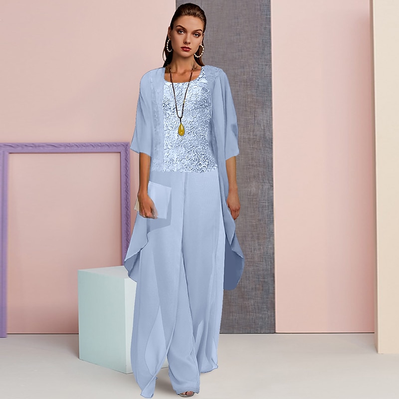 Beach Wedding Pantsuit 3 Piece Mother of the Bride Formal Wedding