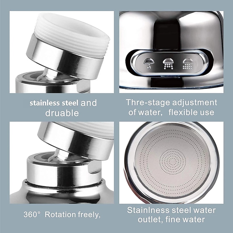 Kraanbeluchter Keuken met Elastische Slang, Waterkraan Beluchter, Kraanverlenging Sprayer Hoofd 360° Draaibare, Tap Spray Head, Kraan Extender Opzetstuk, Kraan Verlenging Sproeier met Kraanadapter