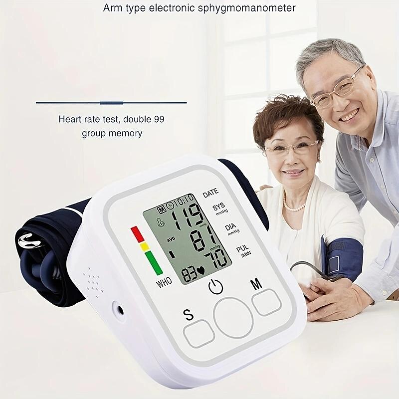 Sphygmomanometer, Household Automatic Blood Pressure Measuring Instrument,  Arm-type Blood Pressure Monitor, Neutral English Blood Pressure Meter Usb P
