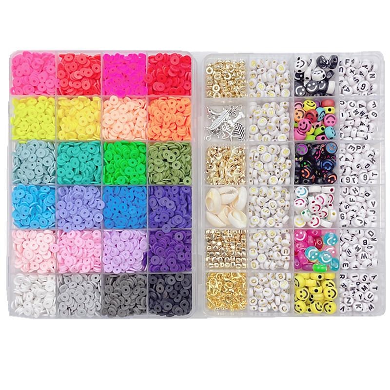 7200 Clay Beads Bracelet Making Kit24 Colors Polymer Flat Heishi
