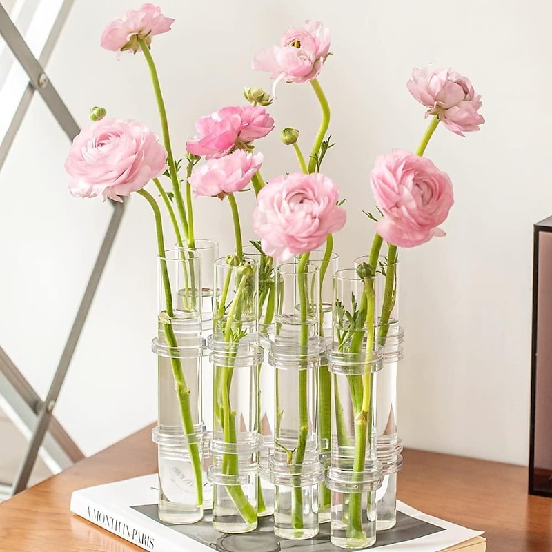 Hinged Flower Vase, 2023 New Creative Foldable Flower Vase Set, Foldable  Flower Vase with Hinged Design, Shape Changeable DIY Crystal Glass Test  Tube