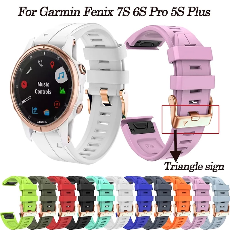 Cinturino per orologio per Garmin Fenix 7S Pro 6S 5S Plus Epix Pro 42mm Approach S70 42mm Instinct 2S Descent Mk2S D2 Delta S 20mm Silicone Sostituzione Cinghia 20mm Regolabili Fibbia in