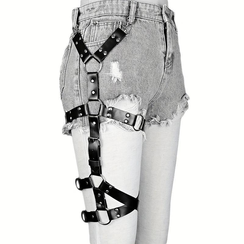 Women's Punk Thigh Garter Belt - Adjustable Elastic Leg Harness Straps For  Rock, Goth, Cosplay & Alternative