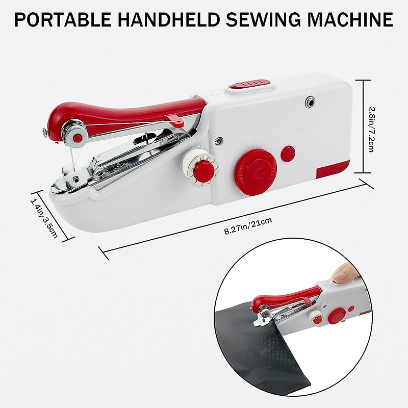  Handheld Sewing Machine, Mini Sewing Machine for Quick  Stitching, Electric Portable Sewing Machine for Beginners, Hand held Sewing  Device for DIY, Fabrics, Clothes, Home and Travel