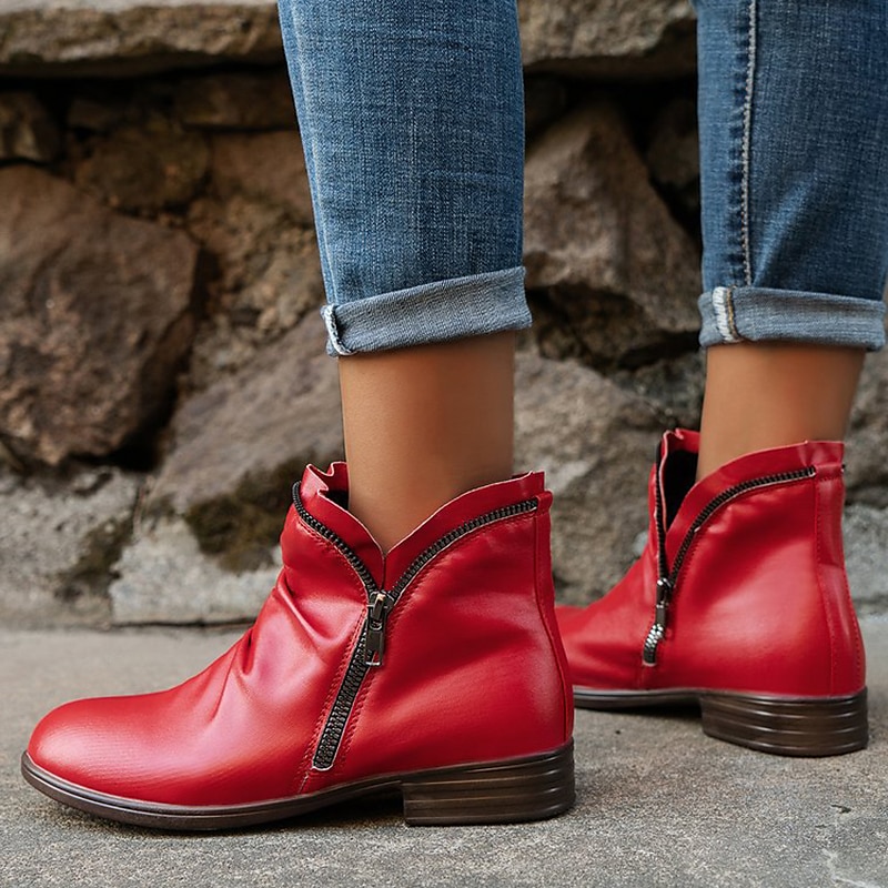 [RECTO] / ☆ 24FW CASSANDRA ANKLE BOOTS / RED BROWN Black Cassandra Ankle Boots by RECTO on Sale