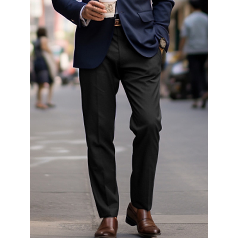 mens casual dress slacks Men's Slim Fit Stretch Pants Flat Front Business sophisticated line Weinexra Mens Dress Pants Ruffle