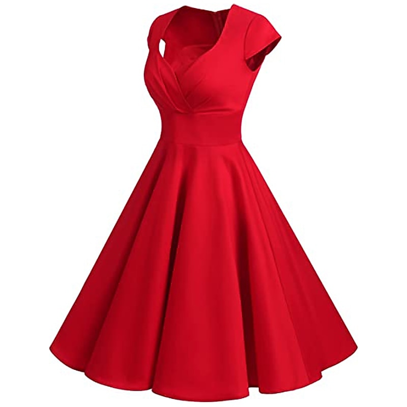 1950s Retro Vintage Knee Length Swing Dress Flare Dress V Neck Fancy Dress  Women's Masquerade Prom Party Casual Daily Adults' Dress Gloves Homecoming  Dresses 2026 - CAD $44.99