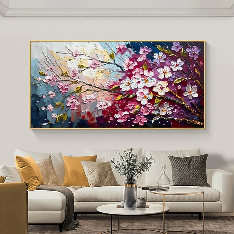 油絵　窓辺に並べたお花　　大きめキャンバス 油絵窓辺に並べたお花大きめキャンバス