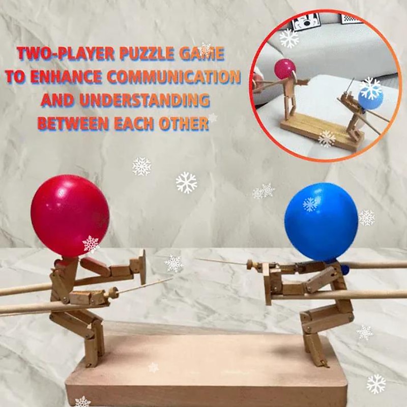 Handmade Wooden Fencing Puppets,Balloon Bamboo Man Battle Game for  Two,Wooden Bamboo Man Battle Game for 2 Players, Whack a Balloon Party  Games with 20PCS Balloons or includes 120PCS Balloons 2024 - CLP