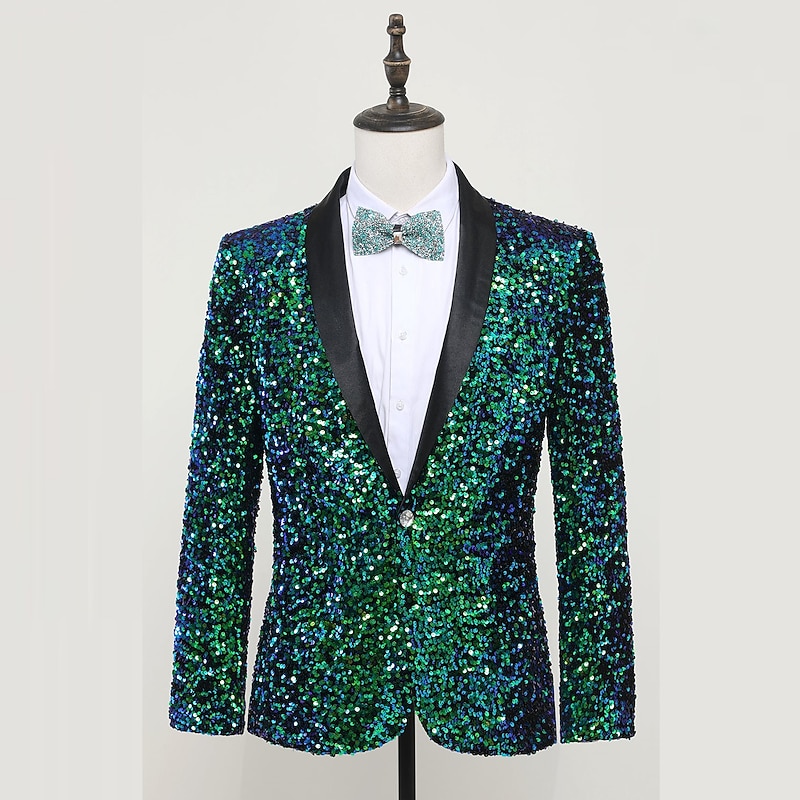 Costume Années 70 Mymyguoe Veste Arc-en-Ciel à Paillettes Pour Homme - Style Disco Années 70-80 - Blazer Brillant Pour Fête, Mariage, Club Tenue Soirée Glitter
