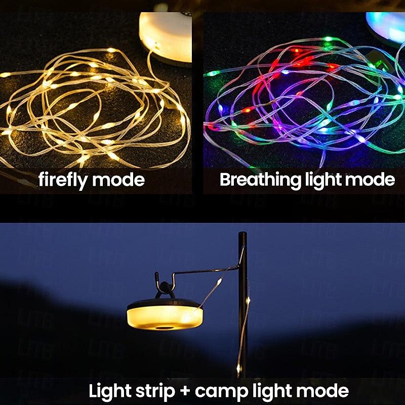 Outdoor Waterproof Portable Stowable String Light 7M/10M RGB with APP  Control for Camping Tent Spring Picnic 2024 - $26.99
