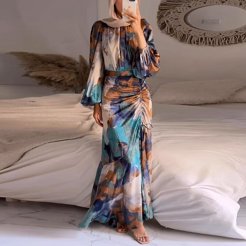 knee length dresses for ladies Elegant Embroidered Long Maxi Dress  Modest Arabic Style Jalabiya   FineLook