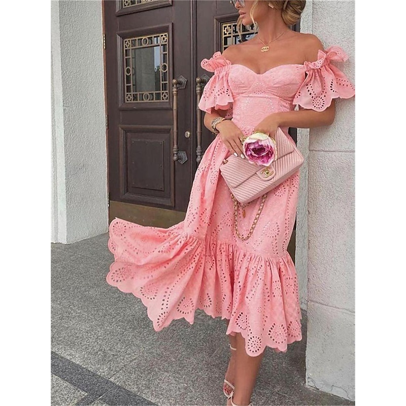 [ComeOutandPlay]★Cupid ruffle dress★ Summer Cupid Strapless Satin Midi Dress | Riviera Soirée