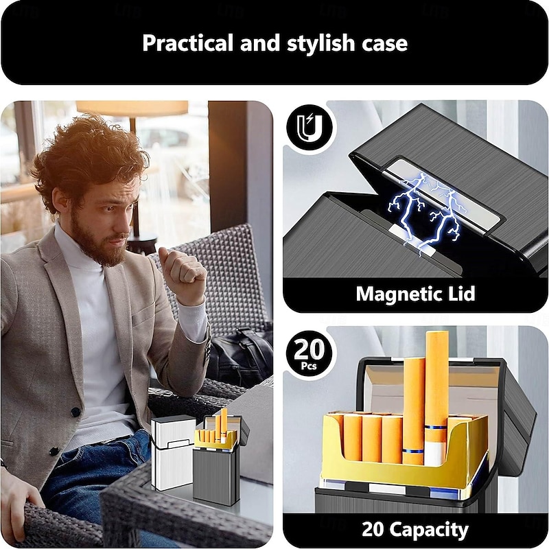stylish cigarette case Aluminum Alloy Cigarette Case, 20-Capacity, Moisture and Crush Resistant,  Unique Men's Gift, Metal Aluminum Alloy Construction Stylish Creative 2026