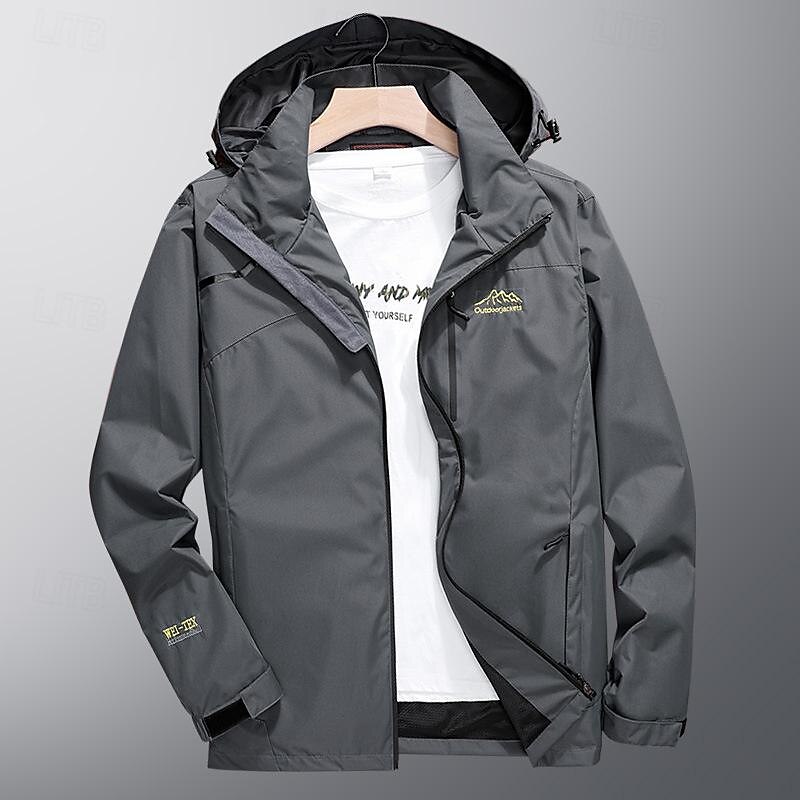 Giacca softshell con fodera termica e cappuccio, uomo, impermeabile e antivento, per all'aperto in autunno/inverno, abbigliamento da palestra, top primaverile | SHEIN ALIA