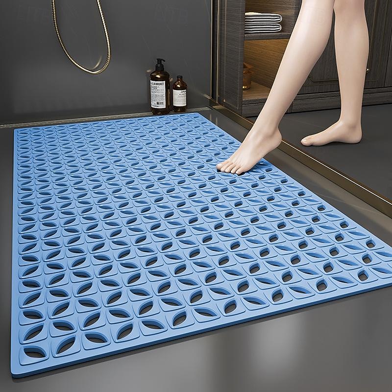 Tapis De Douche Antidérapant 48x48 Cm Bleu Marine - Avec Ventouses Et Lavable En Machine