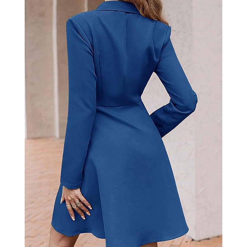 Women's Little Black Dress Blazer Dress Elegant Workfashion Mini Dress Button Lapel Long Sleeve Plain Regular Fit Black Blue Khaki Spring Fall S M L XL 2026 - $35.99 Women's Little Black Dress Blazer Dress Elegant Workfashion Mini Dress Button Lapel Long Sleeve Plain Regular Fit Black Blue Khaki Spring Fall S M L XL 2026 - $35.99