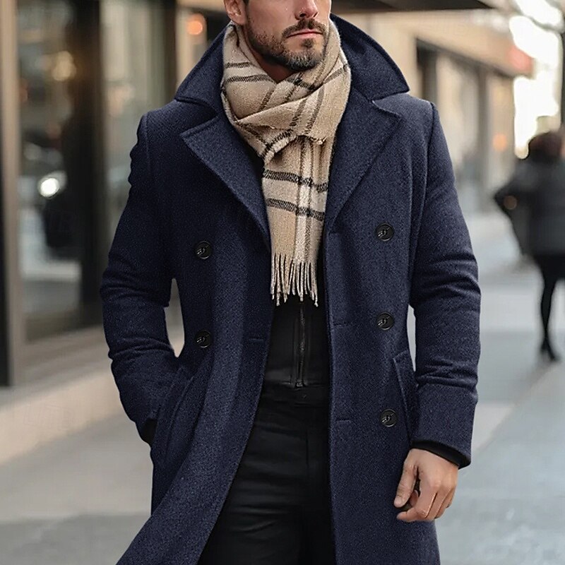 Manteau Laine Homme Long Slim – Trench Chaud Automne Hiver, Élégant Et Classique