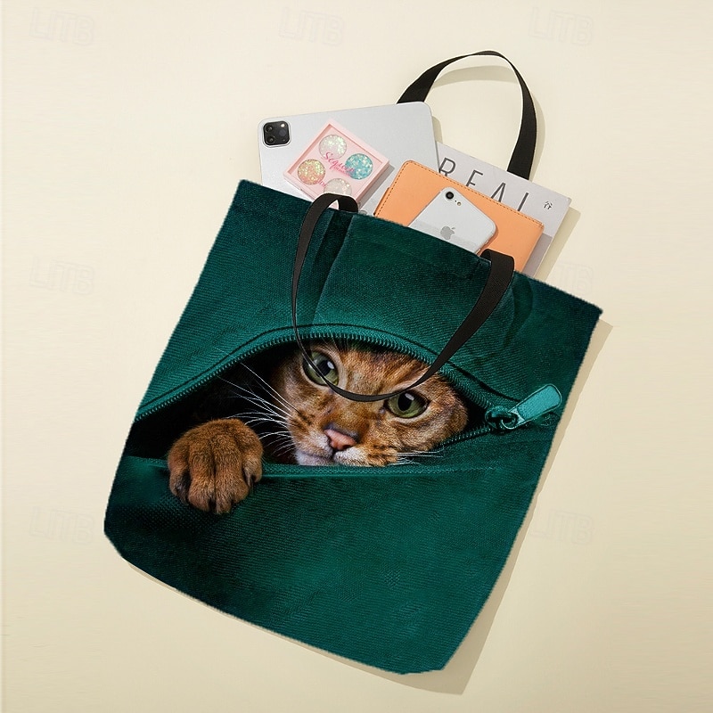 Sac Fourre-tout Femme Imprimé 3D Chat Mignon PVC Multi Couleurs