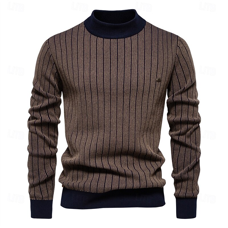 New Design Mens Mock Neck Cotton Pullover Sweaters Autumn Winter