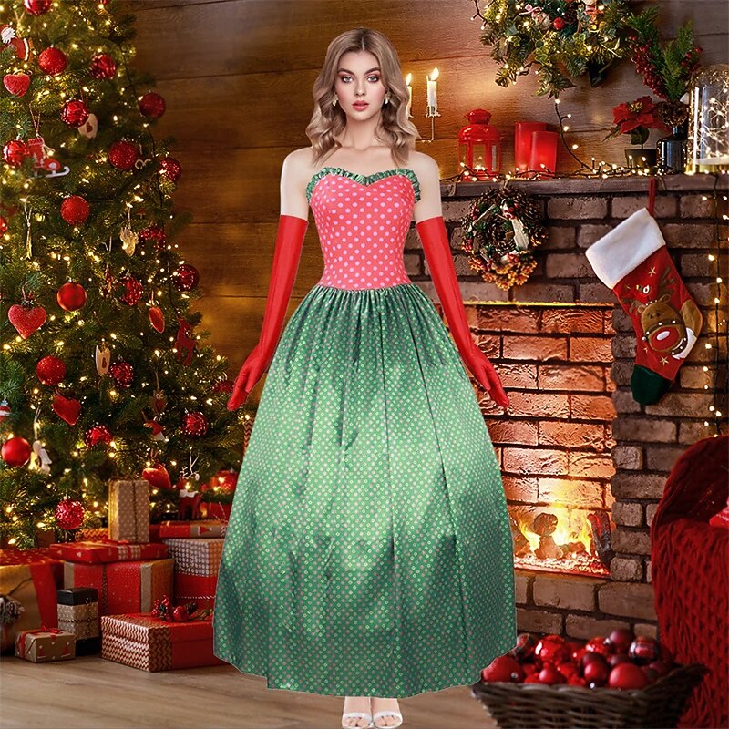 slim fit dress slacks Martha May Whovier Dress How The Grinch Stole Christmas Cosplay Costume Christmas Dress, M main image 1