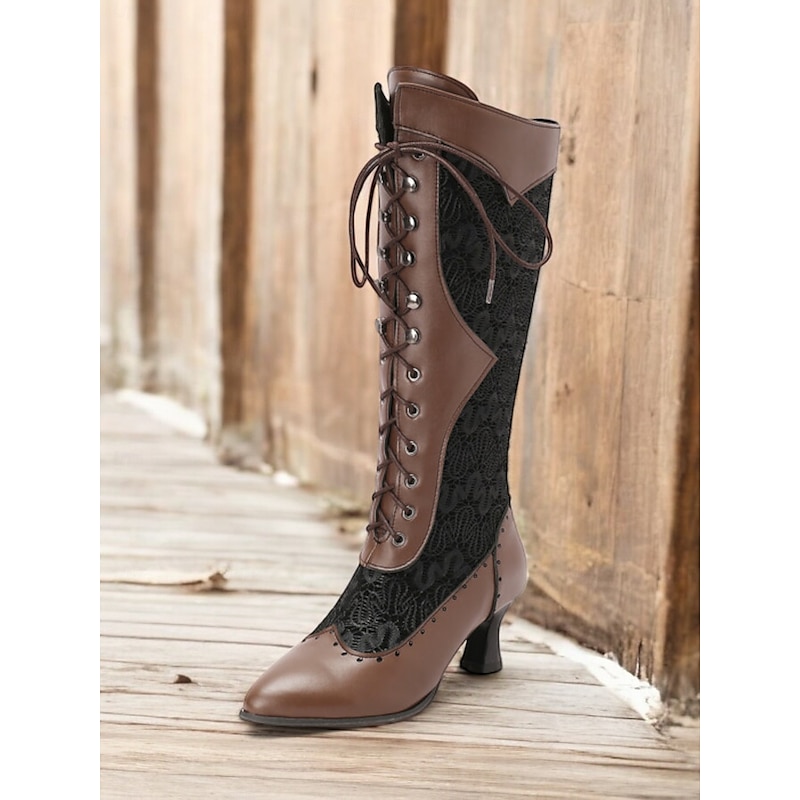 Botte Cuir Rouge à Lacets BRAN'S Femme I Pointure Plus