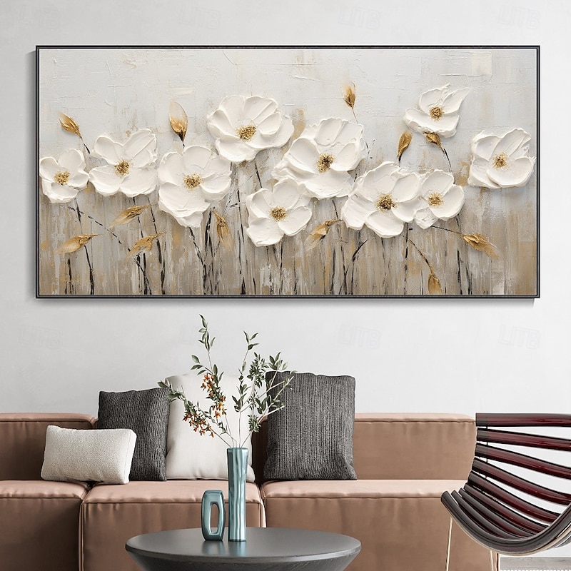 2026年 油絵 手描き 3D 花の絵 手作り パレットナイフ 花 油絵 壁