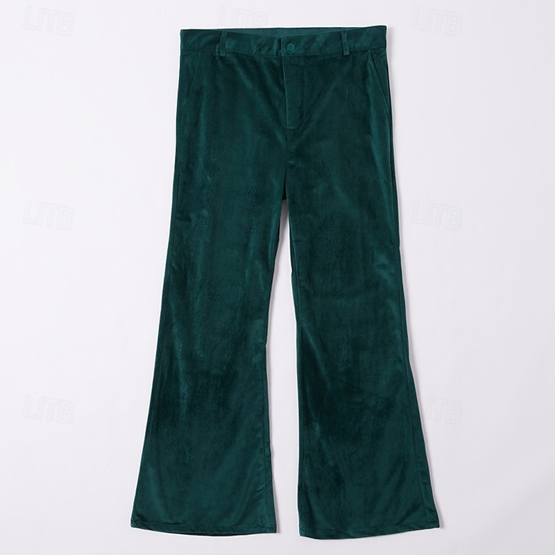 Men's Dress Pants Flared Pants Bell Bottom Trousers Suit Pants Pocket Plain  Comfort Business Daily Holiday Fashion Chic & Modern Blue Green 2026 - OMR  12.39