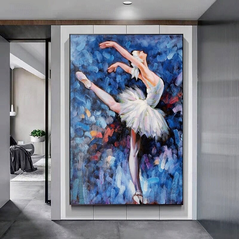 絵画 。壁掛け絵原画手描き【部屋の中で花瓶を片付ける少女とバレエを踊る黒猫】 絵画 。壁掛け絵原画手描き【部屋の中で花瓶を片付ける少女と